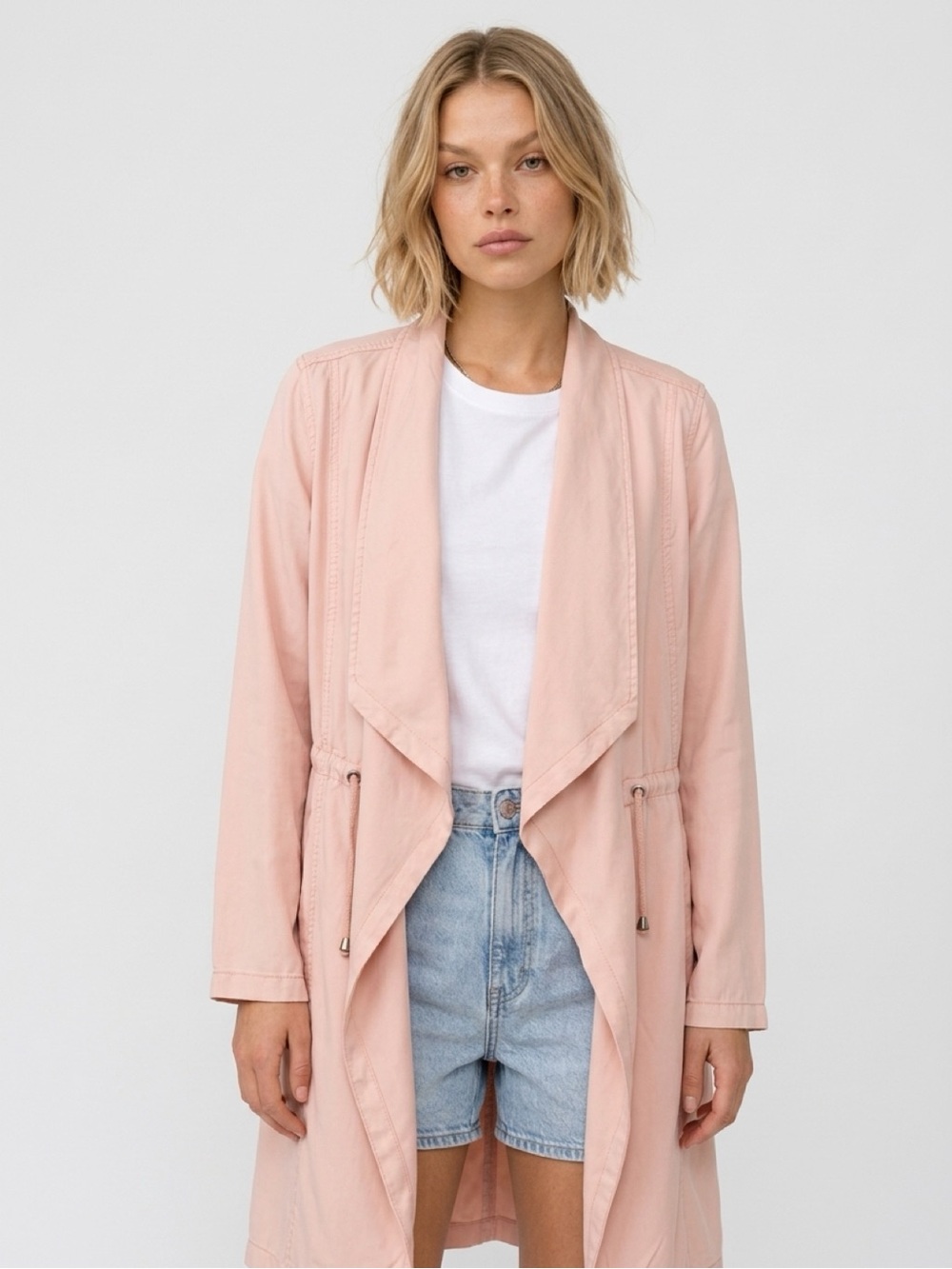 Max Jeans Pale Pink Draped Trench Coat